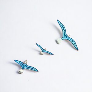 SET GAVIOTAS 3 PEWTER 3 PARED PZAS FIG DECO WIXARICA