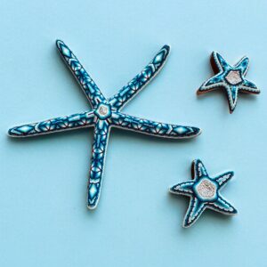 SET 3 ESTRELLAS MAR PEWTER 31 Y 12 CM LARGO FIG DECO PARED WIXARICA